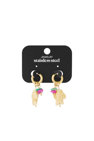 Boucles D'Oreilles Poisson Et 2 Perles h5 Image4