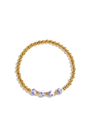 Bracelet En Perles Pleines À Motif Floral Bleu h5 