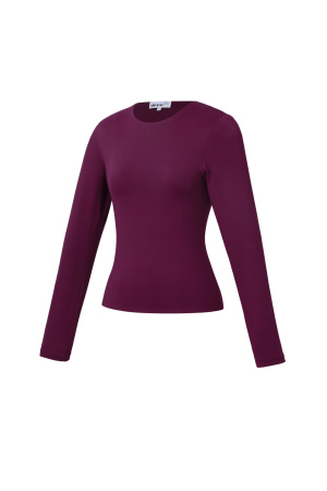 Pull En Nylon Tricoté Femme Manches Longues Basique Couleur Unie h5 Image2