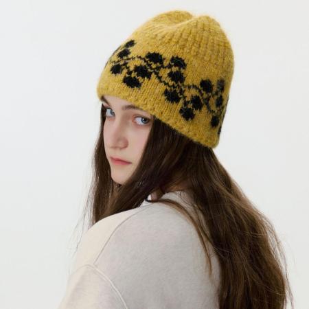 1 bonnet tricoté en laine à motif floral charmant pour femme