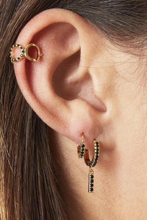 Boucles D'oreilles Lettre E Noir Cuivré h5 Image7