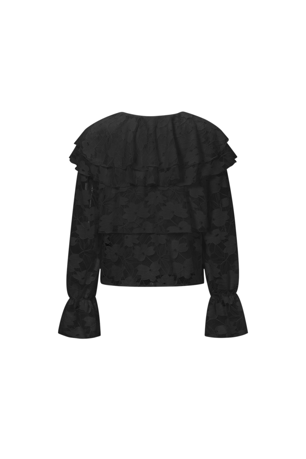 Blouse Femme En Fibre De Polyester Tissée Élégante Imprimé Floral Panneau Dentelle Image3