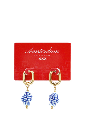 Boucles D'Oreilles Squovales Avec Breloque En Forme De Poisson À Carreaux h5 Image3