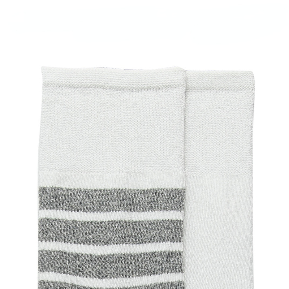 1 Paire De Chaussettes Mi-Mollet En Coton Rayé Pour Femme Image6