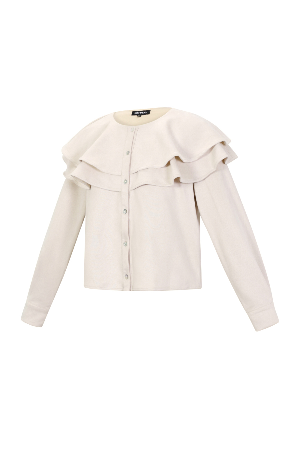 Woven Polyester Fiber Femme Blouse Elegant Ruffle Trim Image2