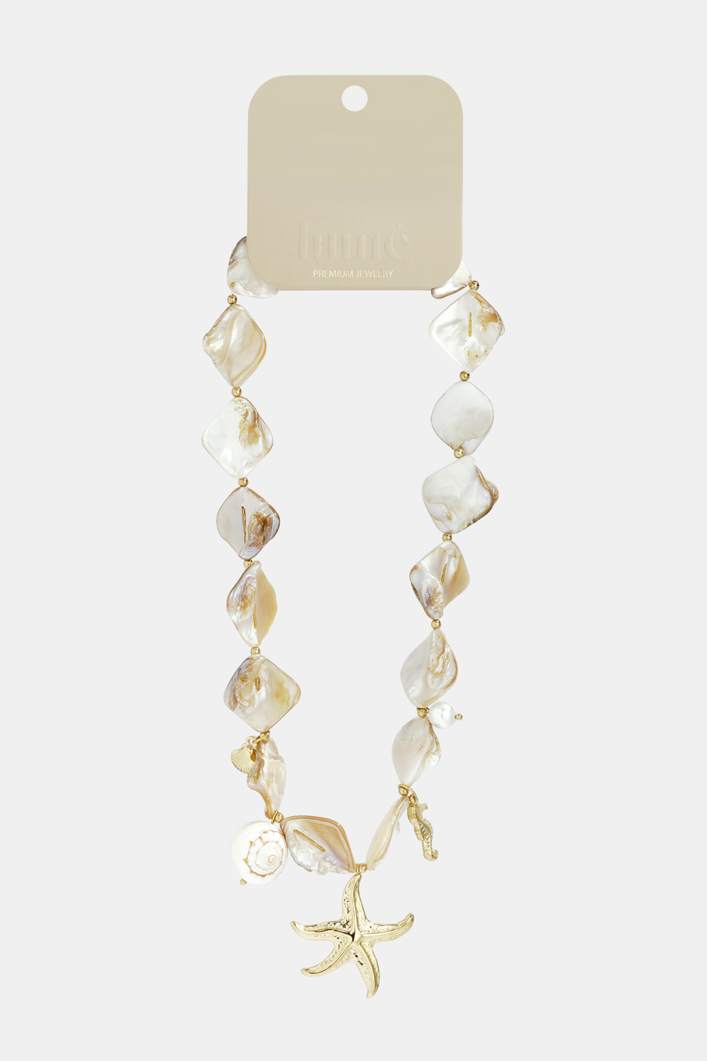 Collier Orné De Coquillages, De Breloques Marines Et De Perles Dorées Image4