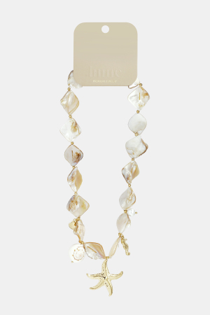 Collier Orné De Coquillages, De Breloques Marines Et De Perles Dorées h5 Image4