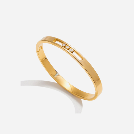 Bracelets pour femmes en acier titane poli ajouré couleur or