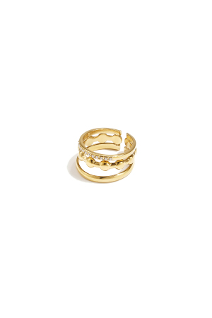 Bague À Trois Rangs Ornée De Détails Ronds Et De Pierres h5