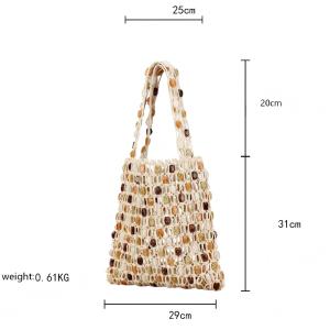 Sacs De Plage En Coton Pour Femmes Avec Perles De Vacances Personnalisables h5 Image5