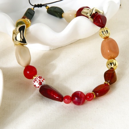 Collier de perles en acrylique de forme irrégulière rétro 1 pièce 2