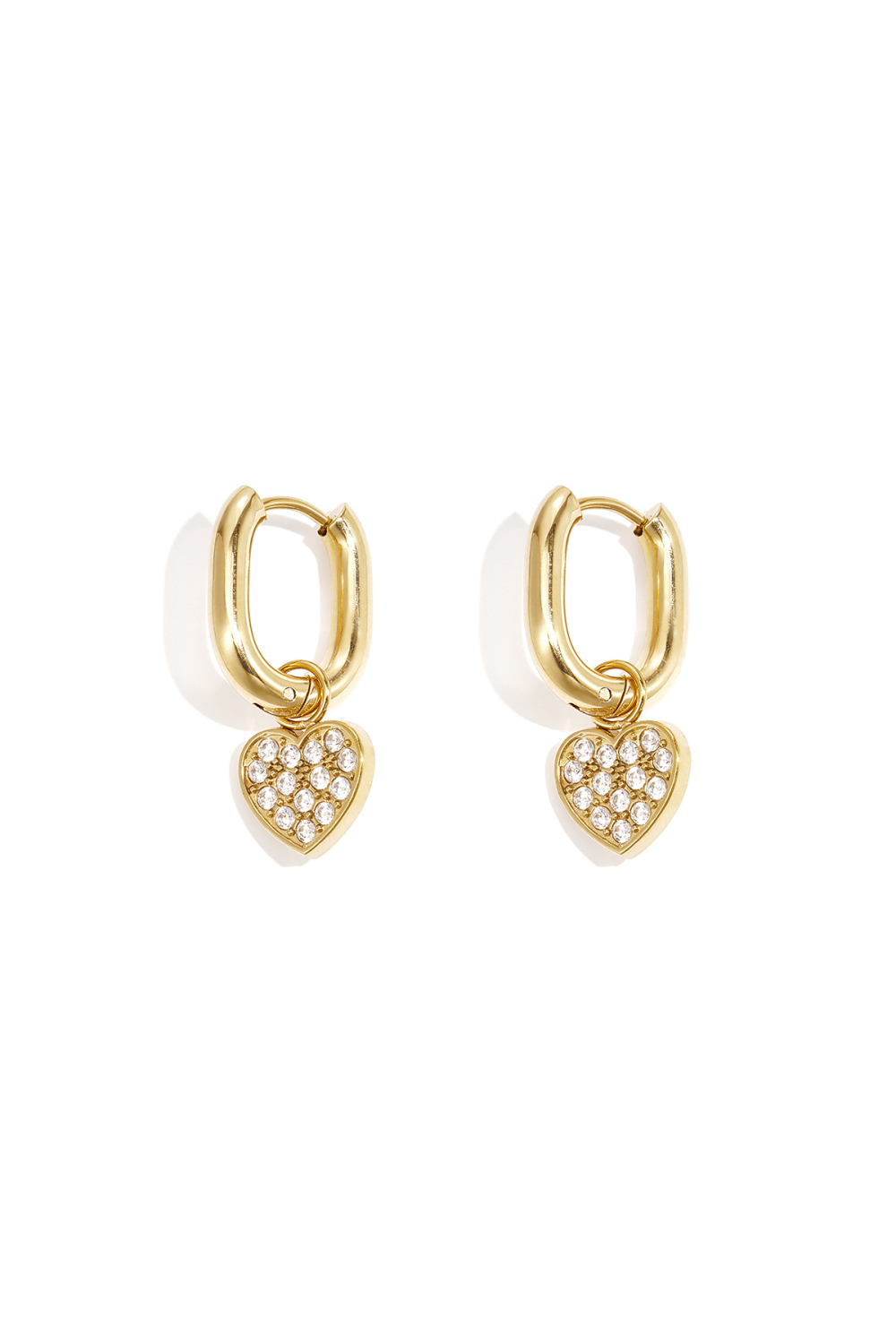 Boucles D'Oreilles Squovales Avec Breloques En Forme De Cœur 