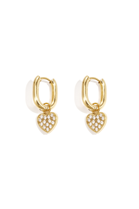 Boucles d'oreilles squovales avec breloques en forme de cœur