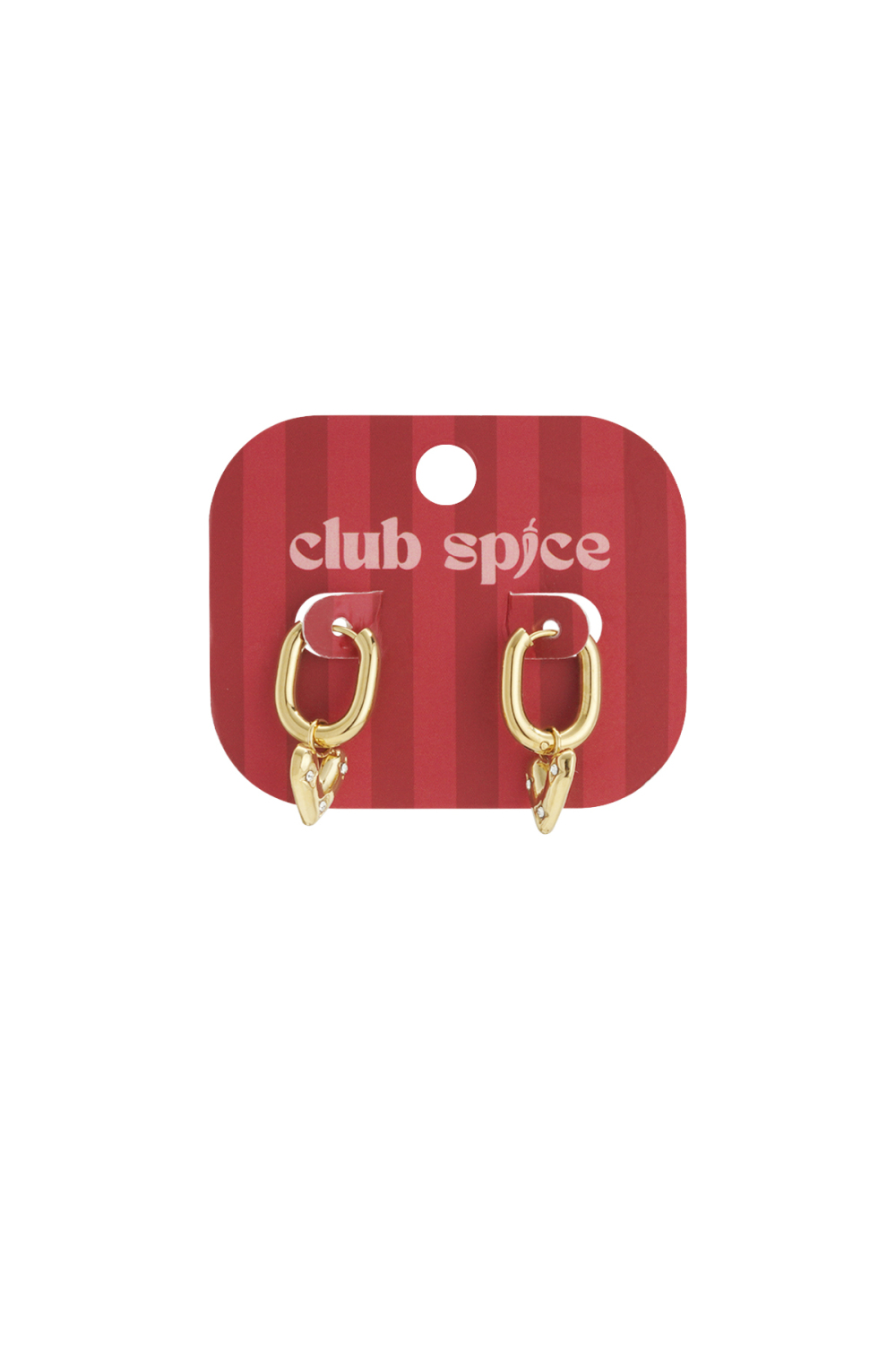 Boucles D'Oreilles Créoles Rectangulaires Avec Un Cœur Pendant Orné De Pierres Image4