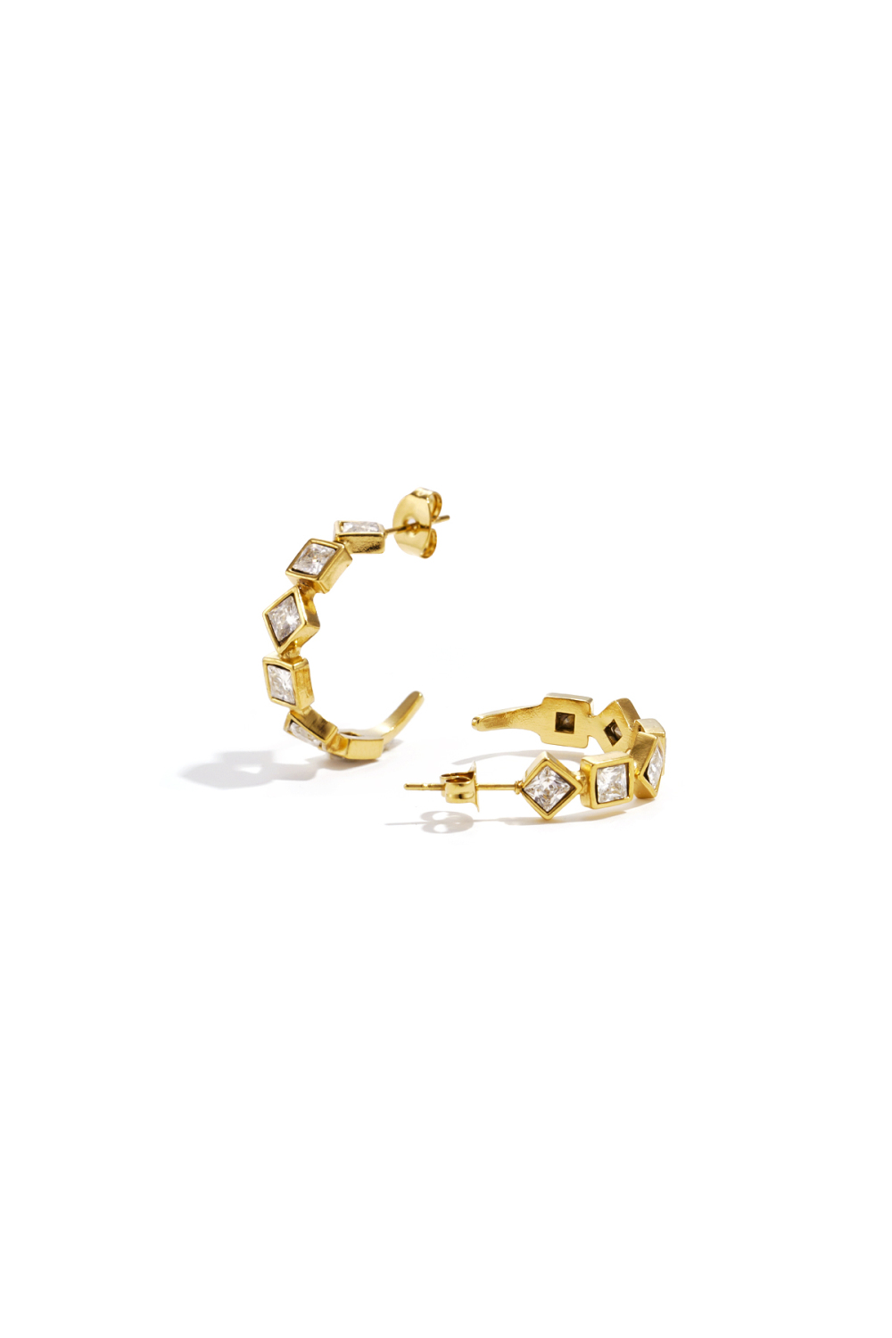 Boucles D'Oreilles Avec Pierres Alternées