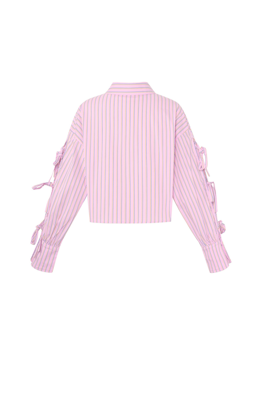 Coton Tissé Chemise Femme Printemps/Été Rayée Manches À Nœuds Image3