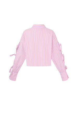 Coton Tissé Chemise Femme Printemps/Été Rayée Manches À Nœuds h5 Image3