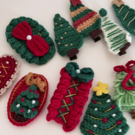 1 pince à cheveux en tissu de Noël pour femme, série romantique