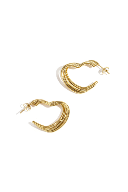 Boucles d'oreilles créoles en acier inoxydable, style cœur, décontractées, simples et quotidiennes, bijoux pour femmes