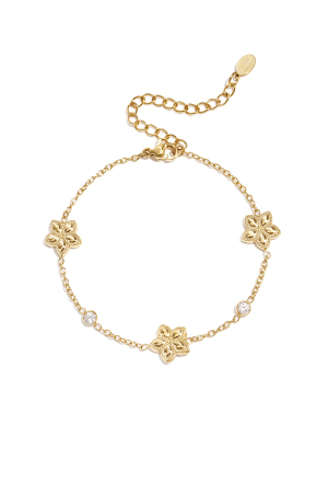 Bracelet Orné D'Un Motif Alterné De Fleurs Et De Pierres h5 