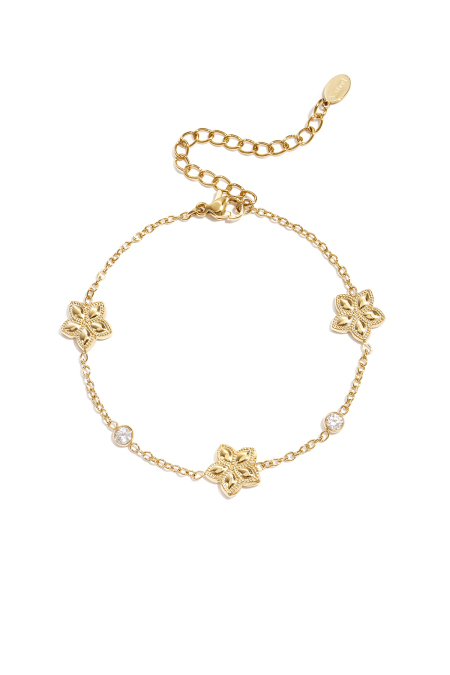 Bracelet orné d'un motif alterné de fleurs et de pierres
