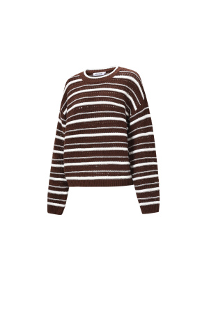 Pulls Tricotés Fibre De Polyester Femmes Casual Rayures h5 Image2