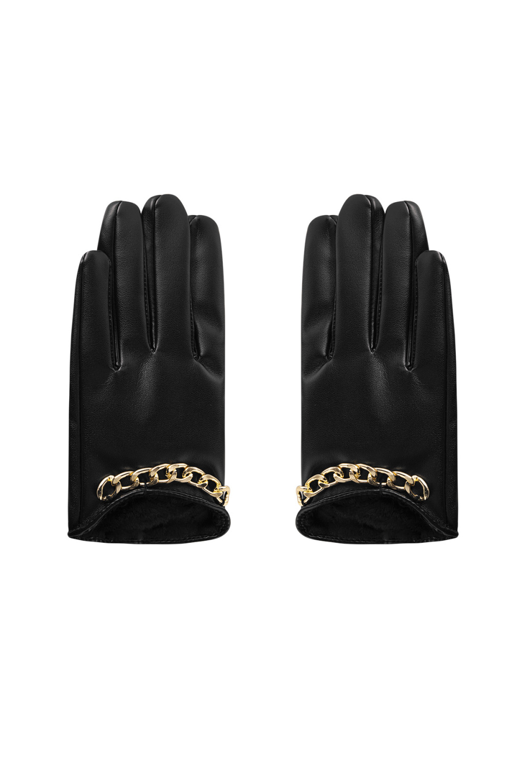 Gants Pu Avec Petite Chaîne 