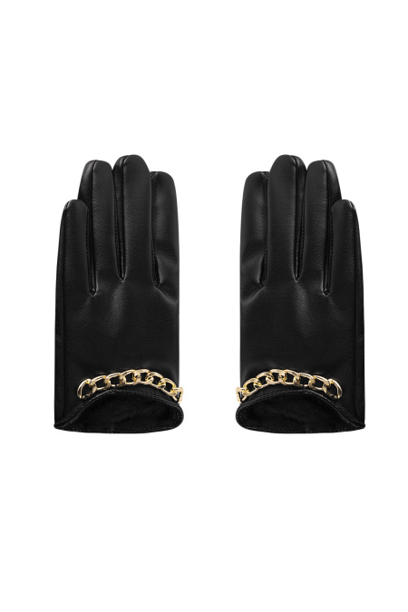 Gants PU avec petite chaîne