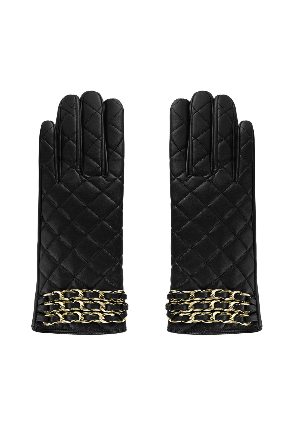 Gants À Carreaux Avec Chaîne - Marron 