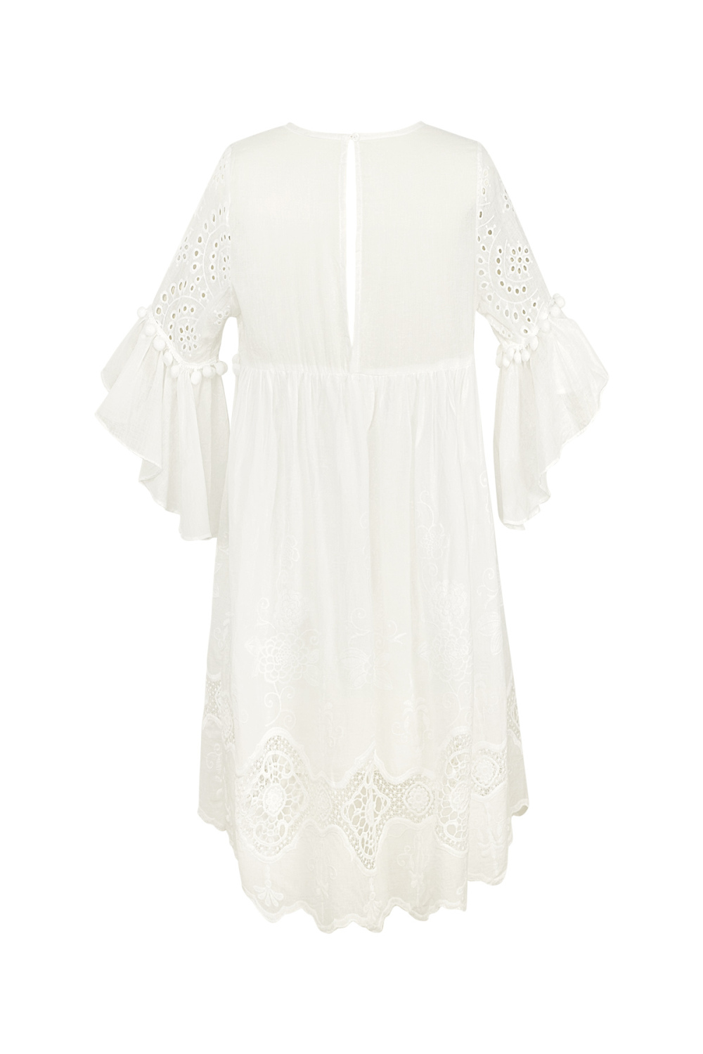 Coton Robe Mini Femme Broderie Manches Volants h5Image5