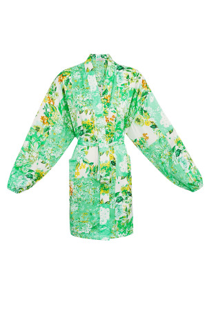 Kimono Court Vert Fleurs - Multi h5 Image7