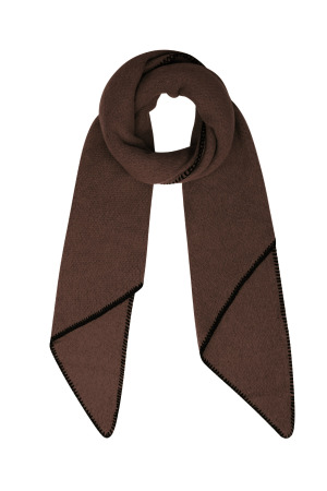 Echarpe D'hiver Uni Avec Surpiqûres Noires - Marron h5