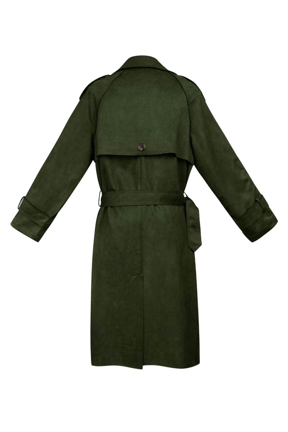 Manteau Trench Femme En Polyester Classique À Double Boutonnage Avec Ceinture Image4