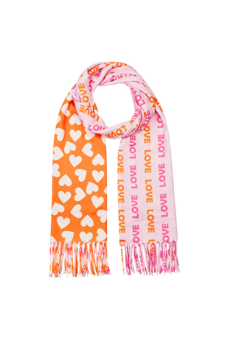 Écharpe à double imprimé - orange-rose 2