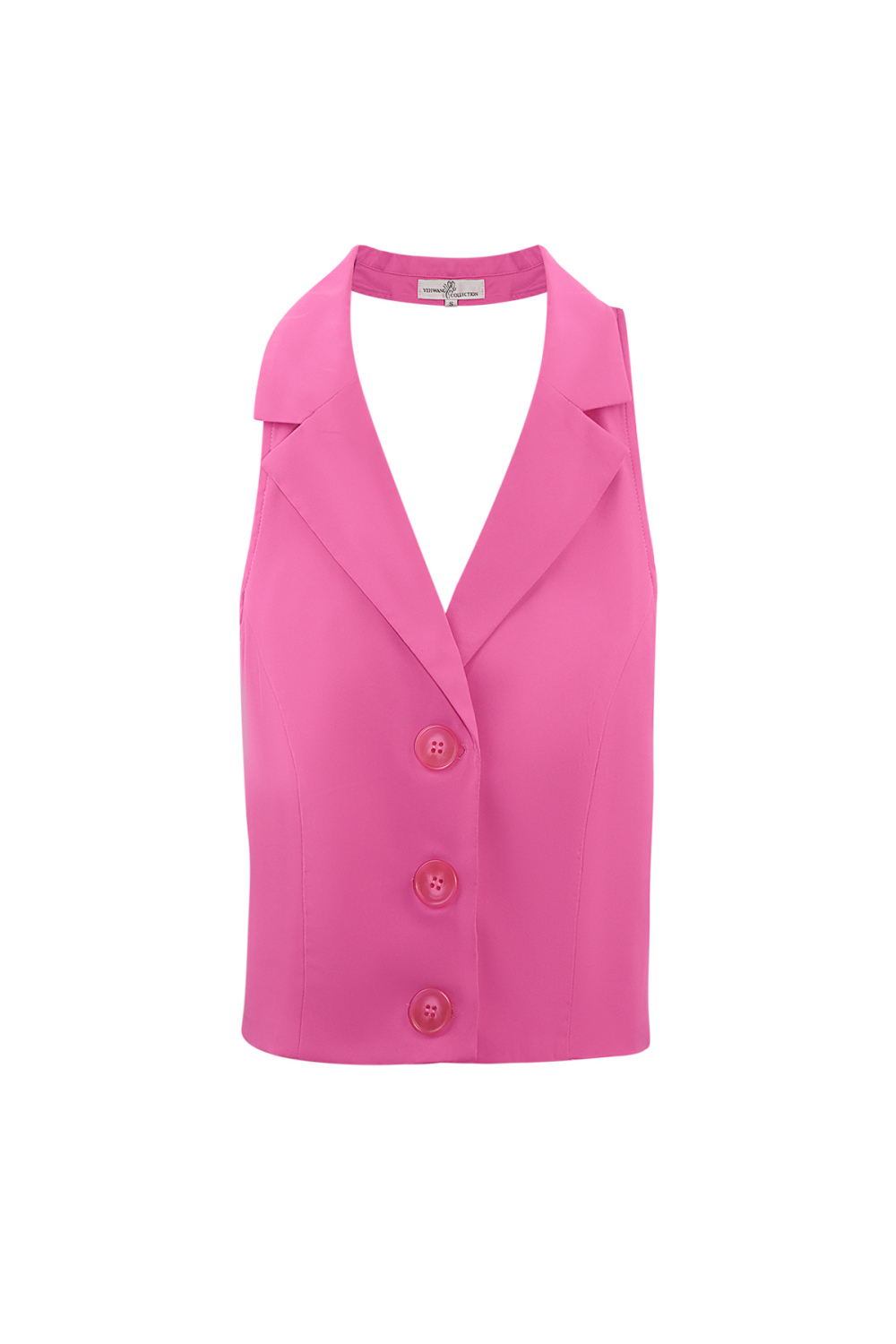 Polyester Haut Sans Manches Femme Coupé Boutonnage 