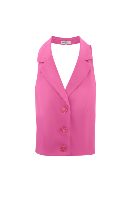Polyester Haut Sans Manches Femme Coupé Boutonnage 2