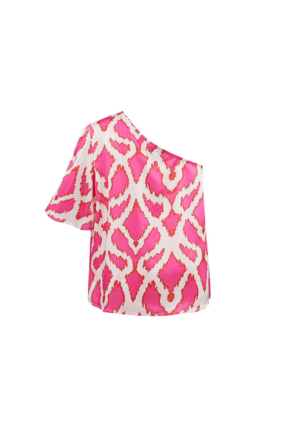 Polyester Femme Haut À Épaule Unique Manches Courtes Imprimé Géométrique Image9