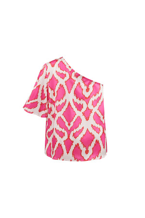 Polyester Femme Haut À Épaule Unique Manches Courtes Imprimé Géométrique h5 Image9