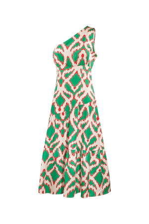 Robe Maxi Femme En Polyester À Épaule Unique Imprimé Géométrique h5 