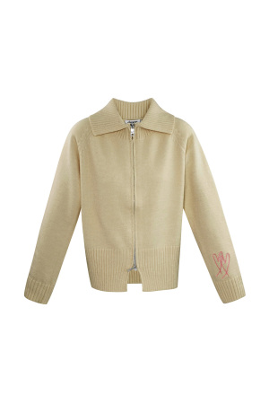 Tricot Mélange De Laine Femme Cardigan À Glissière Col Montant h5