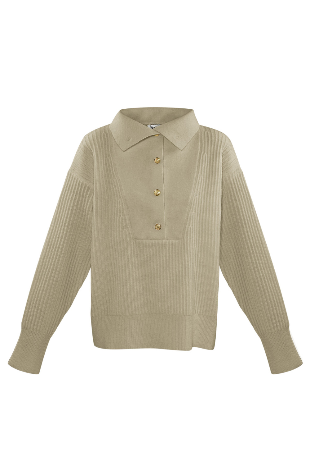 Pull Femme En Laine Mélange Tricoté À Col Montant Avec Boutons