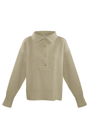 Pull Femme En Laine Mélange Tricoté À Col Montant Avec Boutons h5