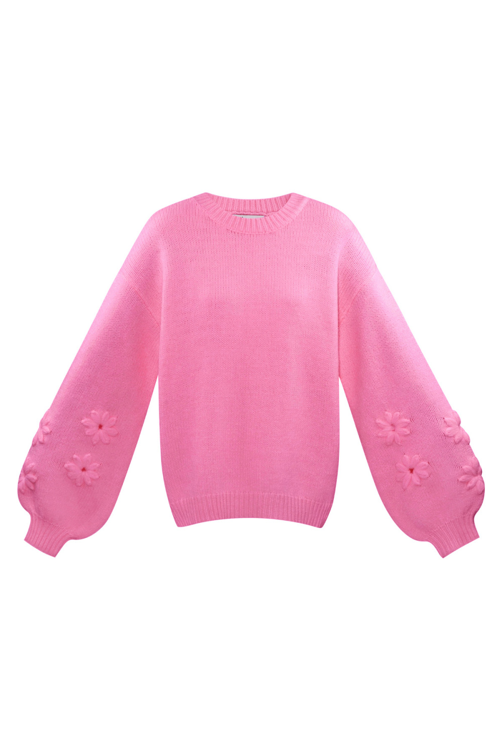 Pull Femme Oversized En Laine Mélange Tricoté Appliqué Fleuri