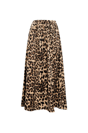 Jupe Mi-Longue Femme En Polyester Imprimé Léopard Ceinture Élastique h5 