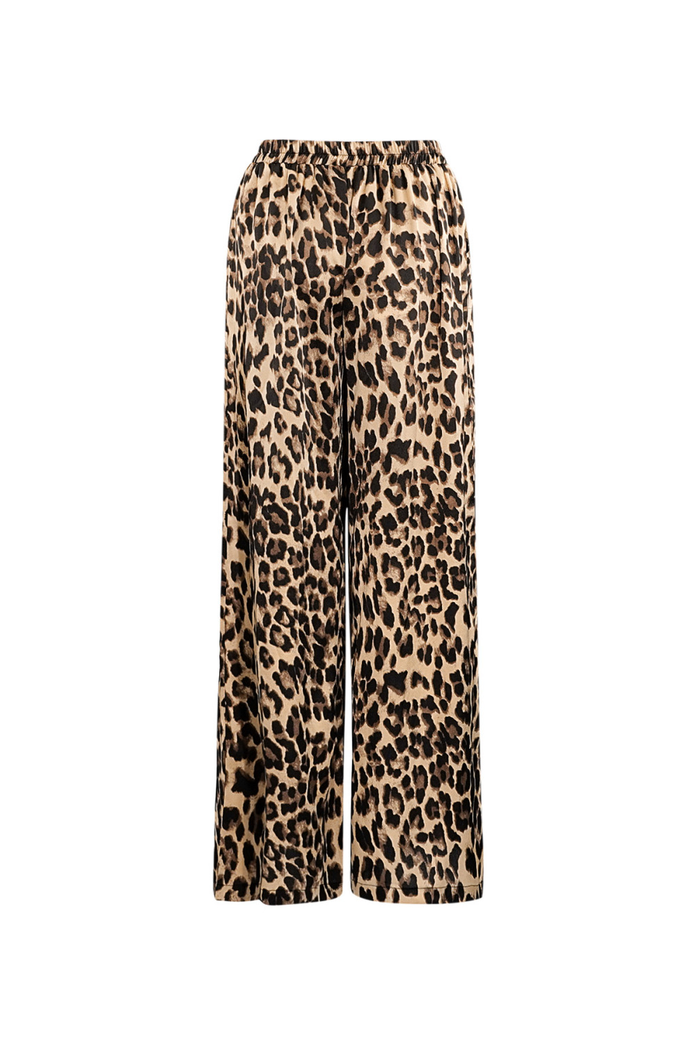 Pantalon Large Femme En Polyester Imprimé Léopard Taille Haute Image8