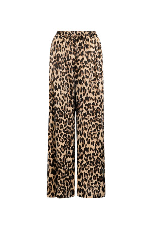 Pantalon Large Femme En Polyester Imprimé Léopard Taille Haute h5 Image8
