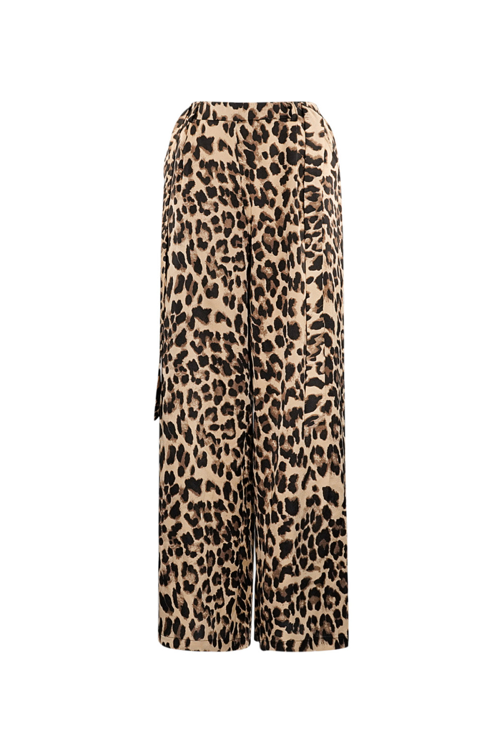 Pantalon Large Femme En Polyester Imprimé Léopard Taille Haute Image6
