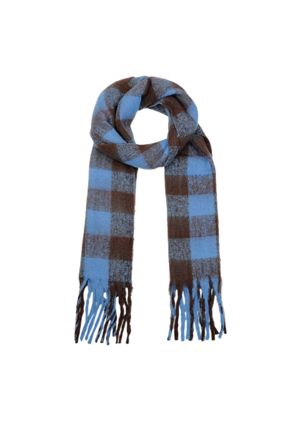 Écharpe D'hiver Magnifique Carré - Bleu Marron 