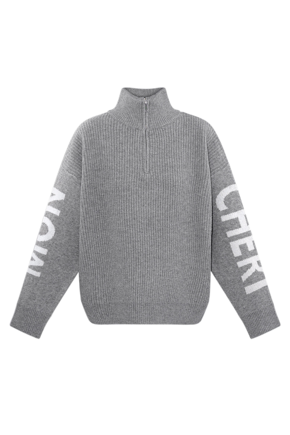 Pull À Capuche En Laine Mélangée Pour Femme Avec Fermeture Éclair Quart Et Manches Graphiques 
