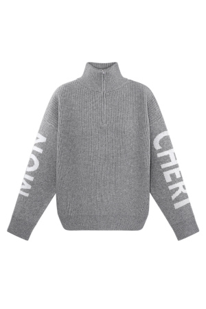 Pull À Capuche En Laine Mélangée Pour Femme Avec Fermeture Éclair Quart Et Manches Graphiques h5 